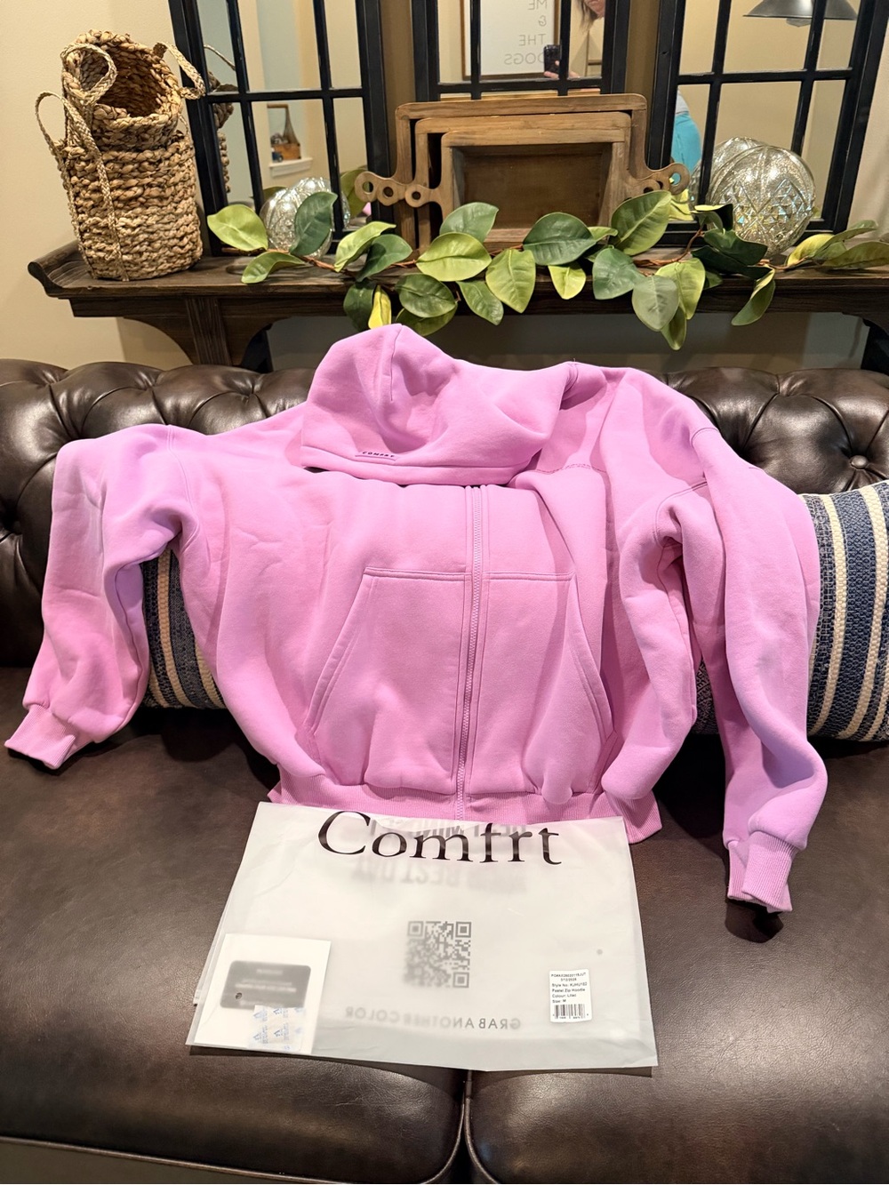 Comfrt Collection Pastel Edit Lilac Zip Hoodie - Size M